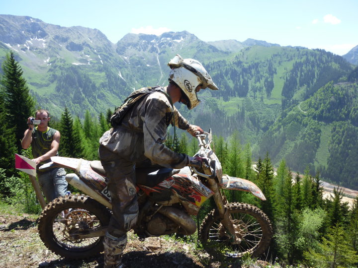 Andrew Reeves about to descend one of the fierce downhills